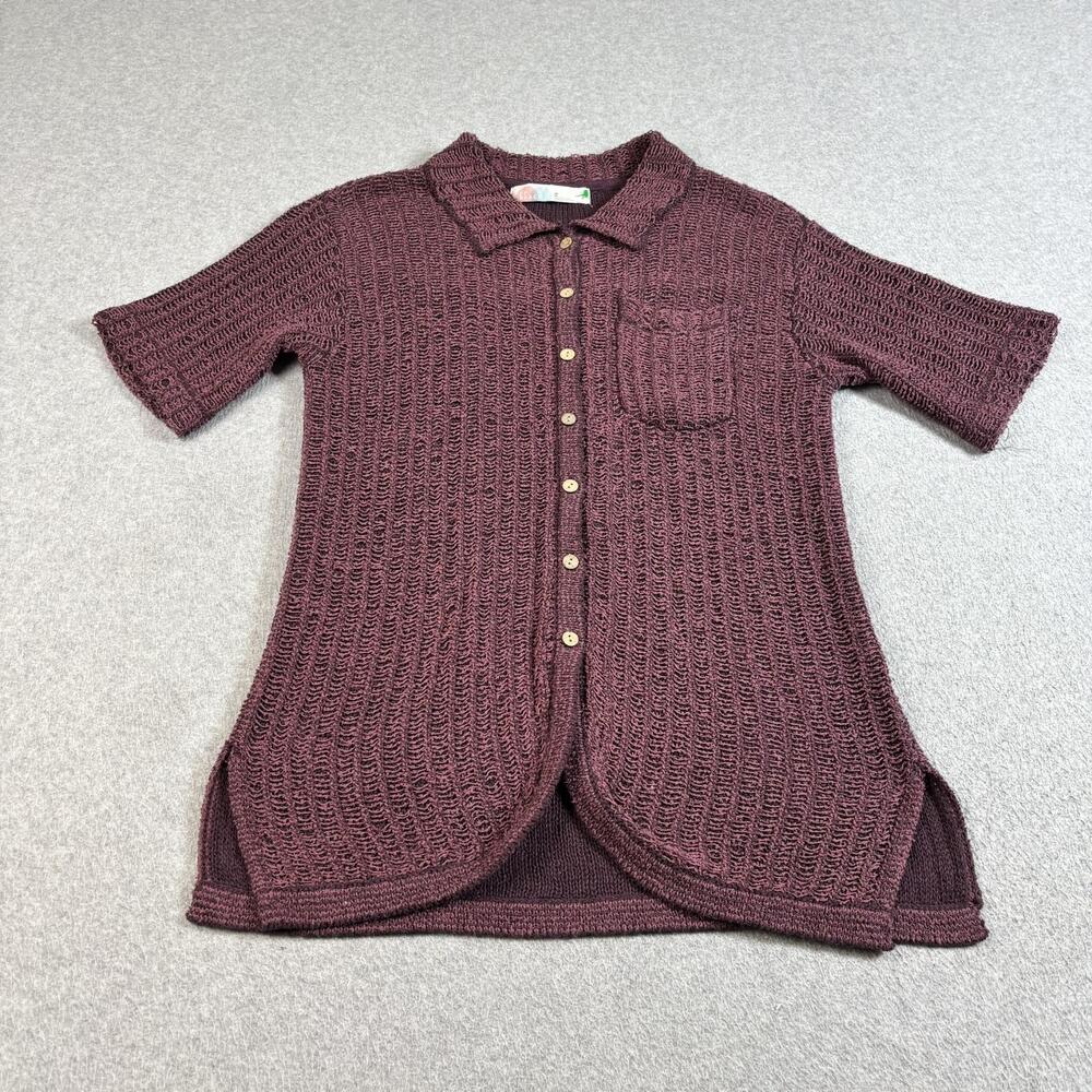 Free People Beach Sweater Women XS Purple Cardigan Shirt Boho Coastal Long Line
